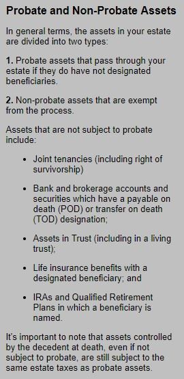 Document on probate and non-probate assets